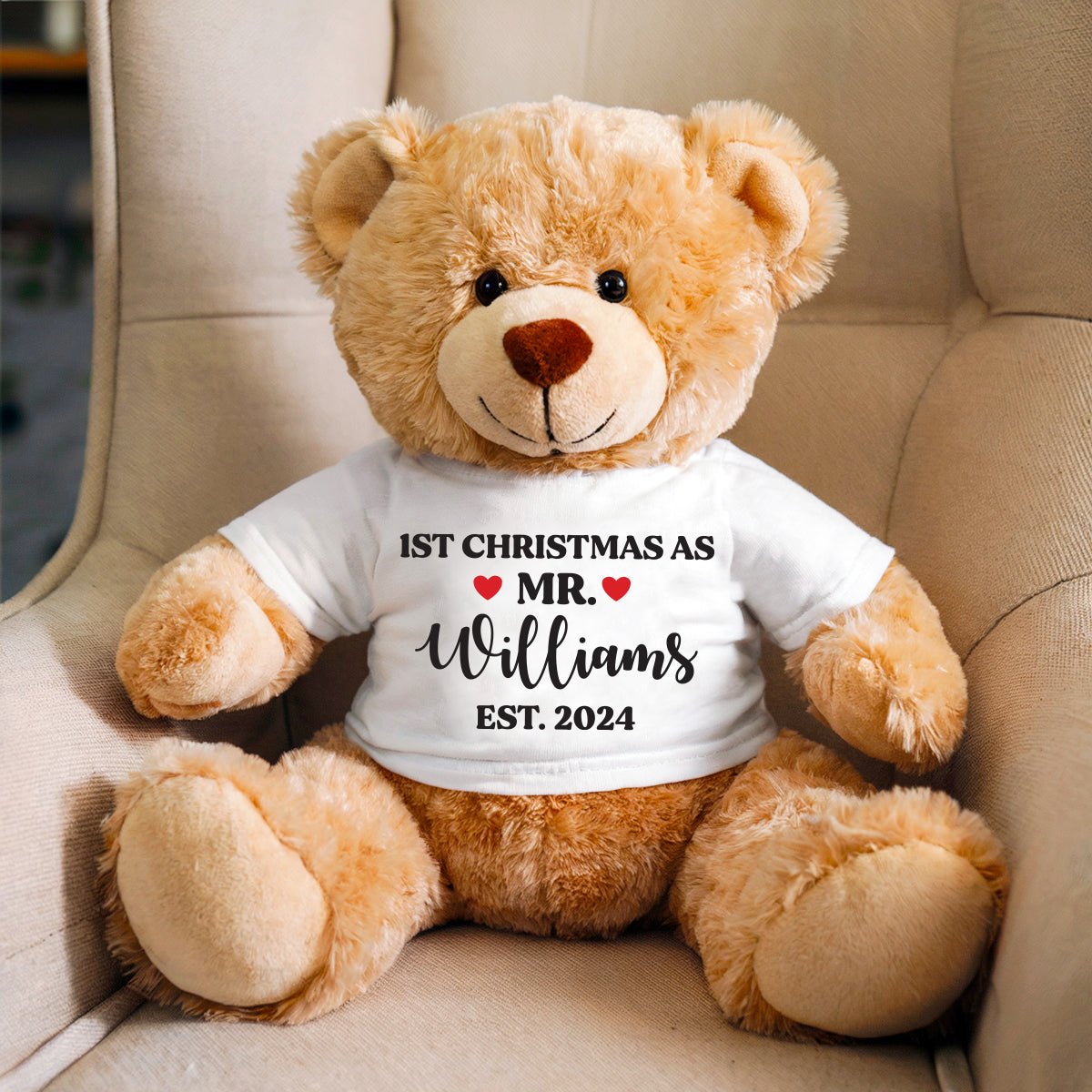 1st Christmas As Mr & Mrs - Custom Plush Teddy Bear [Set of 2] - Furrsy