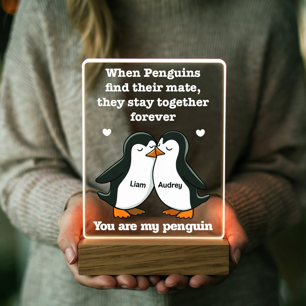 Custom Penguin LED Acrylic Plaque - Valentine's Gift