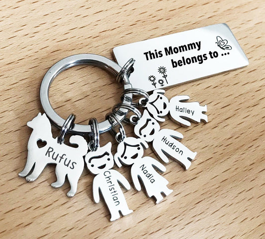 Personalized Family Names Keychain with pets